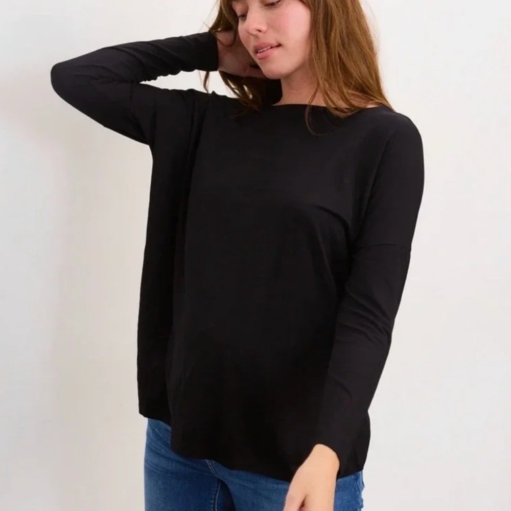 HATCH The Perfect Longsleeve Tee Size 3 Black Maternity Relaxed Minimalist NWT